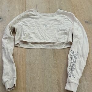 Gymshark Women's Off-White Long Sleeve Crop Top